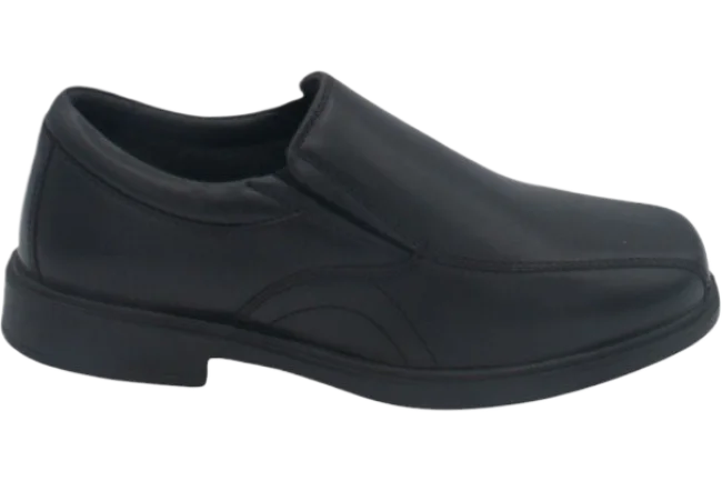 Benelaccio Boys' Leather Bicycle Toe Slip-On Dress Shoes - Black - view 2