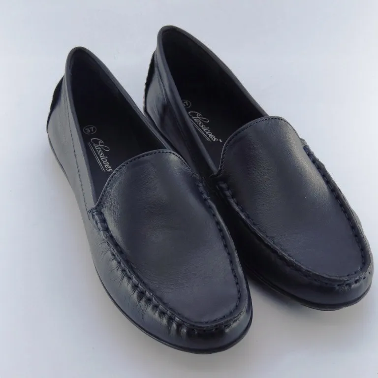 Classicoes Men's Leather Moccasin Loafer - Black